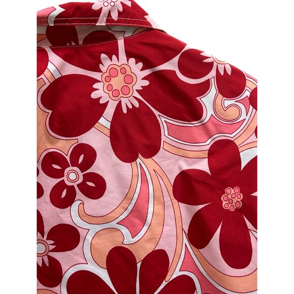 Vintage Catalina Groovy Flower Windbreaker Jacket Pink Red Large Retro - Picture 6 of 8